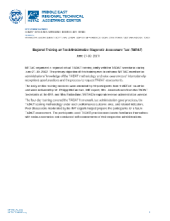 Regional Training on Tax Administration Diagnostic Assessment Tool (TADAT)